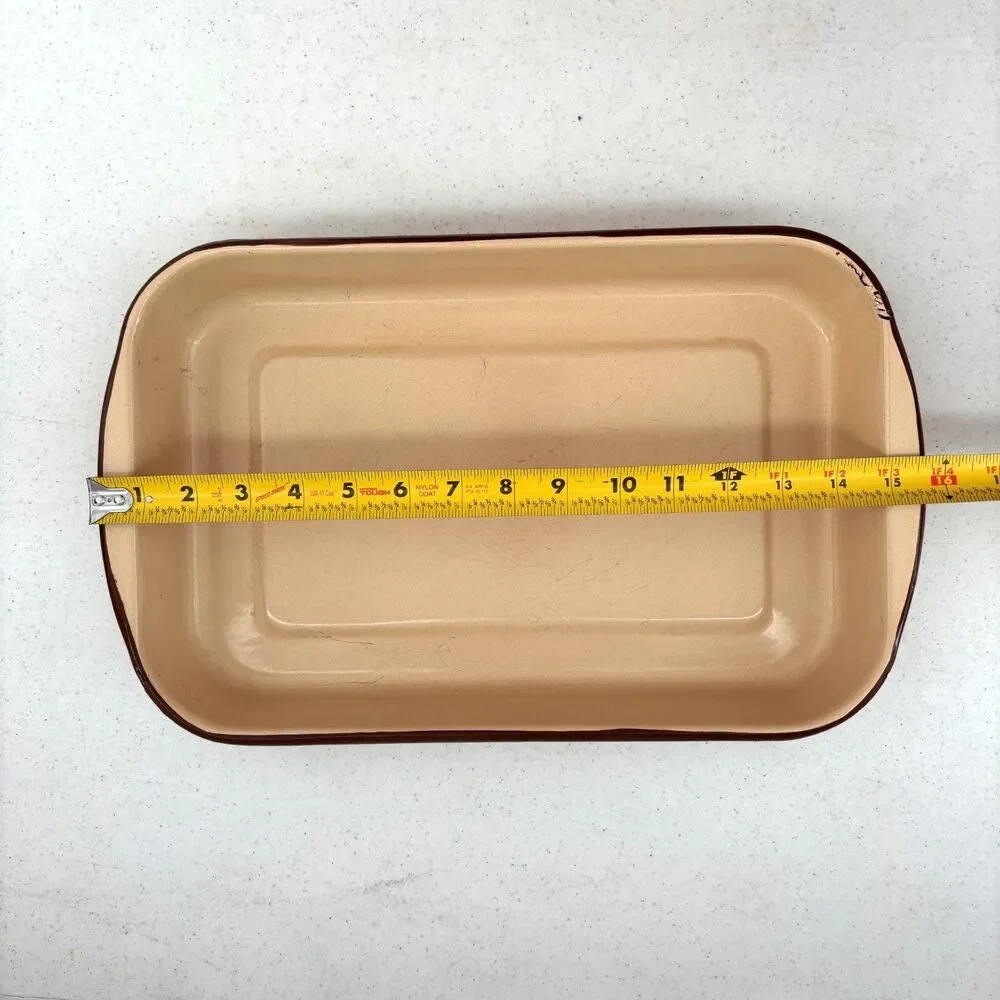 Vintage Enamel Ware Rectangle Baking Pans Country Rustic Farmhouse Primitive